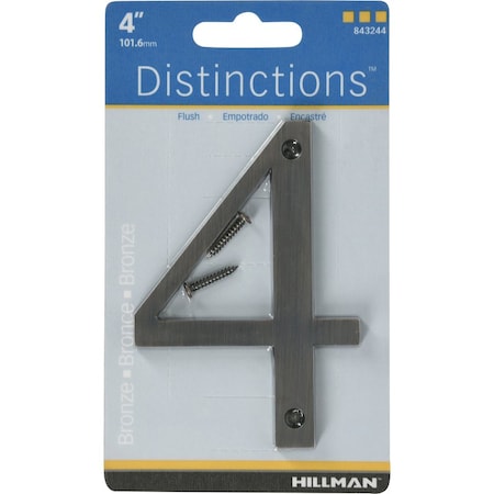 Distinctions 4 In. Bronze Zinc Die-Cast Screw-On Number 4 1 Pc, 3PK